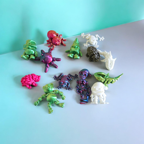 Assorted Mini Flexi Creatures – 3D Printed Fidget Toys & Pencil Toppers (Set of 30)